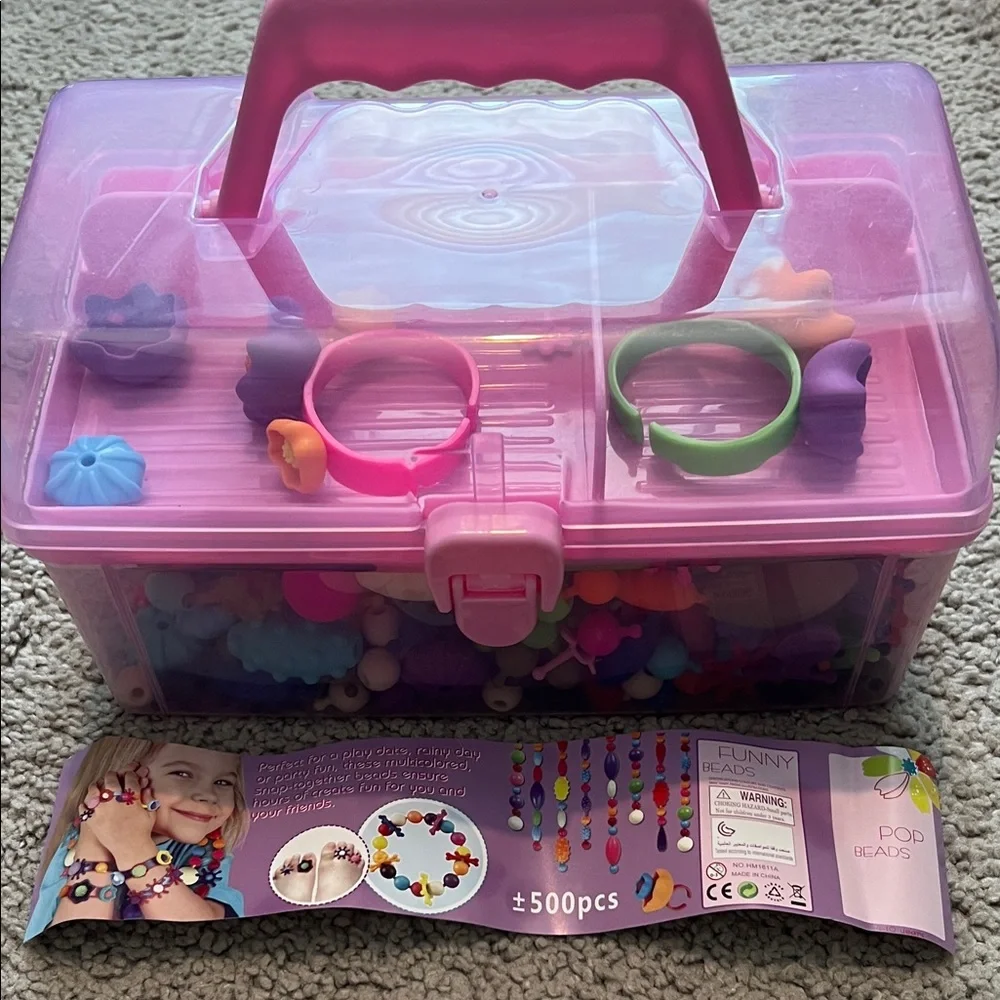 Kids Jewelry Craft Bead Set - Pink Carrying Case